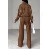 imageBTFBM Womens Two Piece Tracksuit Fall 2025 Long Sleeve Zip Up Sweatshirt Long Pants Outfits Jogger Sweatsuit SetsSolid Brown