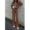 imageBTFBM Womens Two Piece Tracksuit Fall 2025 Long Sleeve Zip Up Sweatshirt Long Pants Outfits Jogger Sweatsuit SetsSolid Brown