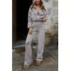 imageBTFBM Womens Two Piece Tracksuit Fall 2025 Long Sleeve Zip Up Sweatshirt Long Pants Outfits Jogger Sweatsuit SetsSolid Grey