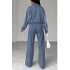 imageBTFBM Womens Two Piece Tracksuit Fall 2025 Long Sleeve Zip Up Sweatshirt Long Pants Outfits Jogger Sweatsuit SetsSolid Grey Blue