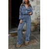 imageBTFBM Womens Two Piece Tracksuit Fall 2025 Long Sleeve Zip Up Sweatshirt Long Pants Outfits Jogger Sweatsuit SetsSolid Grey Blue