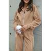 imageBTFBM Womens Two Piece Tracksuit Fall 2025 Long Sleeve Zip Up Sweatshirt Long Pants Outfits Jogger Sweatsuit SetsSolid Khakki