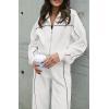 imageBTFBM Womens Two Piece Tracksuit Fall 2025 Long Sleeve Zip Up Sweatshirt Long Pants Outfits Jogger Sweatsuit SetsSolid White