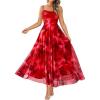 imageBTFBM Women Summer Floral Maxi Dresses Elegant Spaghetti Strap Dress Printed Party Dress Beach Long DressesFloral Red