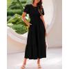 imageBTFBM Women Casual Summer Dresses 2025 Crewneck Flutter Short Sleeve Elastic Waist Aline Tiered Flowy Maxi Dress PocketsSolid Black