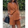 imageBTFBM Womens Blazer Vest Shorts Sets Lapel Neck Casual Sleeveless Button Down Office Summer 2 Piece Lounge Matching SetsSolid Brick Red