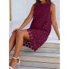 imageBTFBM Women Hollow Out Circle Embroidered Short Dresses Summer Casual Sleeveless Vacation Party Cocktail Tank DressWine Red