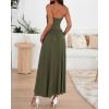 imageBTFBM Women Strapless Tube Top Dress Summer 2025 Sleeveless Ruched Flowy Cocktail Wedding Guest Maxi Dresses with PocketArmy Green