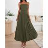 imageBTFBM Women Strapless Tube Top Dress Summer 2025 Sleeveless Ruched Flowy Cocktail Wedding Guest Maxi Dresses with PocketArmy Green