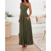 imageBTFBM Women Strapless Tube Top Dress Summer 2025 Sleeveless Ruched Flowy Cocktail Wedding Guest Maxi Dresses with PocketArmy Green