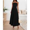 imageBTFBM Women Strapless Tube Top Dress Summer 2025 Sleeveless Ruched Flowy Cocktail Wedding Guest Maxi Dresses with PocketBlack