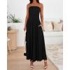 imageBTFBM Women Strapless Tube Top Dress Summer 2025 Sleeveless Ruched Flowy Cocktail Wedding Guest Maxi Dresses with PocketBlack