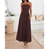 imageBTFBM Women Strapless Tube Top Dress Summer 2025 Sleeveless Ruched Flowy Cocktail Wedding Guest Maxi Dresses with PocketBrown