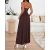imageBTFBM Women Strapless Tube Top Dress Summer 2025 Sleeveless Ruched Flowy Cocktail Wedding Guest Maxi Dresses with PocketBrown
