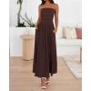 imageBTFBM Women Strapless Tube Top Dress Summer 2025 Sleeveless Ruched Flowy Cocktail Wedding Guest Maxi Dresses with PocketBrown