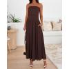 imageBTFBM Women Strapless Tube Top Dress Summer 2025 Sleeveless Ruched Flowy Cocktail Wedding Guest Maxi Dresses with PocketBrown