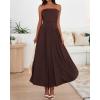 imageBTFBM Women Strapless Tube Top Dress Summer 2025 Sleeveless Ruched Flowy Cocktail Wedding Guest Maxi Dresses with PocketBrown