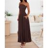 imageBTFBM Women Strapless Tube Top Dress Summer 2025 Sleeveless Ruched Flowy Cocktail Wedding Guest Maxi Dresses with PocketBrown