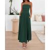 imageBTFBM Women Strapless Tube Top Dress Summer 2025 Sleeveless Ruched Flowy Cocktail Wedding Guest Maxi Dresses with PocketDark Green