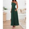 imageBTFBM Women Strapless Tube Top Dress Summer 2025 Sleeveless Ruched Flowy Cocktail Wedding Guest Maxi Dresses with PocketDark Green