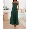 imageBTFBM Women Strapless Tube Top Dress Summer 2025 Sleeveless Ruched Flowy Cocktail Wedding Guest Maxi Dresses with PocketDark Green