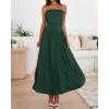 imageBTFBM Women Strapless Tube Top Dress Summer 2025 Sleeveless Ruched Flowy Cocktail Wedding Guest Maxi Dresses with PocketDark Green