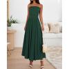 imageBTFBM Women Strapless Tube Top Dress Summer 2025 Sleeveless Ruched Flowy Cocktail Wedding Guest Maxi Dresses with PocketDark Green