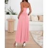 imageBTFBM Women Strapless Tube Top Dress Summer 2025 Sleeveless Ruched Flowy Cocktail Wedding Guest Maxi Dresses with PocketPink
