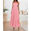 imageBTFBM Women Strapless Tube Top Dress Summer 2025 Sleeveless Ruched Flowy Cocktail Wedding Guest Maxi Dresses with PocketPink