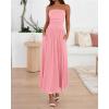 imageBTFBM Women Strapless Tube Top Dress Summer 2025 Sleeveless Ruched Flowy Cocktail Wedding Guest Maxi Dresses with PocketPink