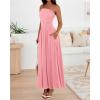 imageBTFBM Women Strapless Tube Top Dress Summer 2025 Sleeveless Ruched Flowy Cocktail Wedding Guest Maxi Dresses with PocketPink