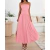 imageBTFBM Women Strapless Tube Top Dress Summer 2025 Sleeveless Ruched Flowy Cocktail Wedding Guest Maxi Dresses with PocketPink