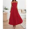 imageBTFBM Women Strapless Tube Top Dress Summer 2025 Sleeveless Ruched Flowy Cocktail Wedding Guest Maxi Dresses with PocketRed