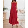imageBTFBM Women Strapless Tube Top Dress Summer 2025 Sleeveless Ruched Flowy Cocktail Wedding Guest Maxi Dresses with PocketRed