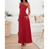 imageBTFBM Women Strapless Tube Top Dress Summer 2025 Sleeveless Ruched Flowy Cocktail Wedding Guest Maxi Dresses with PocketRed