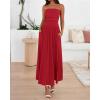 imageBTFBM Women Strapless Tube Top Dress Summer 2025 Sleeveless Ruched Flowy Cocktail Wedding Guest Maxi Dresses with PocketRed