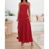 imageBTFBM Women Strapless Tube Top Dress Summer 2025 Sleeveless Ruched Flowy Cocktail Wedding Guest Maxi Dresses with PocketRed