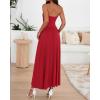 imageBTFBM Women Strapless Tube Top Dress Summer 2025 Sleeveless Ruched Flowy Cocktail Wedding Guest Maxi Dresses with PocketRed