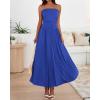 imageBTFBM Women Strapless Tube Top Dress Summer 2025 Sleeveless Ruched Flowy Cocktail Wedding Guest Maxi Dresses with PocketRoyal Blue