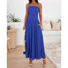imageBTFBM Women Strapless Tube Top Dress Summer 2025 Sleeveless Ruched Flowy Cocktail Wedding Guest Maxi Dresses with PocketRoyal Blue