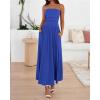 imageBTFBM Women Strapless Tube Top Dress Summer 2025 Sleeveless Ruched Flowy Cocktail Wedding Guest Maxi Dresses with PocketRoyal Blue
