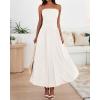 imageBTFBM Women Strapless Tube Top Dress Summer 2025 Sleeveless Ruched Flowy Cocktail Wedding Guest Maxi Dresses with PocketWhite