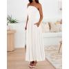 imageBTFBM Women Strapless Tube Top Dress Summer 2025 Sleeveless Ruched Flowy Cocktail Wedding Guest Maxi Dresses with PocketWhite