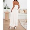 imageBTFBM Women Strapless Tube Top Dress Summer 2025 Sleeveless Ruched Flowy Cocktail Wedding Guest Maxi Dresses with PocketWhite