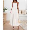 imageBTFBM Women Strapless Tube Top Dress Summer 2025 Sleeveless Ruched Flowy Cocktail Wedding Guest Maxi Dresses with PocketWhite