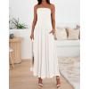 imageBTFBM Women Strapless Tube Top Dress Summer 2025 Sleeveless Ruched Flowy Cocktail Wedding Guest Maxi Dresses with PocketWhite