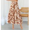 imageBTFBM Womens Floral Print Midi Maxi Skirts 2025 Summer Casual Aline Elastic High Waist Pleated Flowy Long Skirt PocketsFloral Khaki