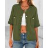 imageBTFBM Women Short Sleeve Cardigan Button Down Shirts Summer 2025 Crew Neck Y2k Sweater Business Casual Work Knit TopsArmy Green