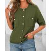 imageBTFBM Women Short Sleeve Cardigan Button Down Shirts Summer 2025 Crew Neck Y2k Sweater Business Casual Work Knit TopsArmy Green
