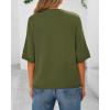 imageBTFBM Women Short Sleeve Cardigan Button Down Shirts Summer 2025 Crew Neck Y2k Sweater Business Casual Work Knit TopsArmy Green